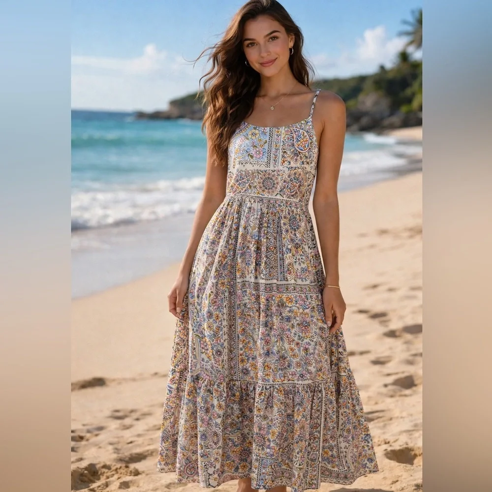 Floral Spaghetti-Strap Sundress- Medium - Picture 2 of 10